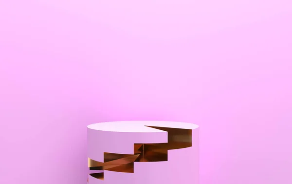 Latar Belakang Studio Pink Cylinder Pedestal Abstrak Bentuk Geometris Kelompok — Stok Foto