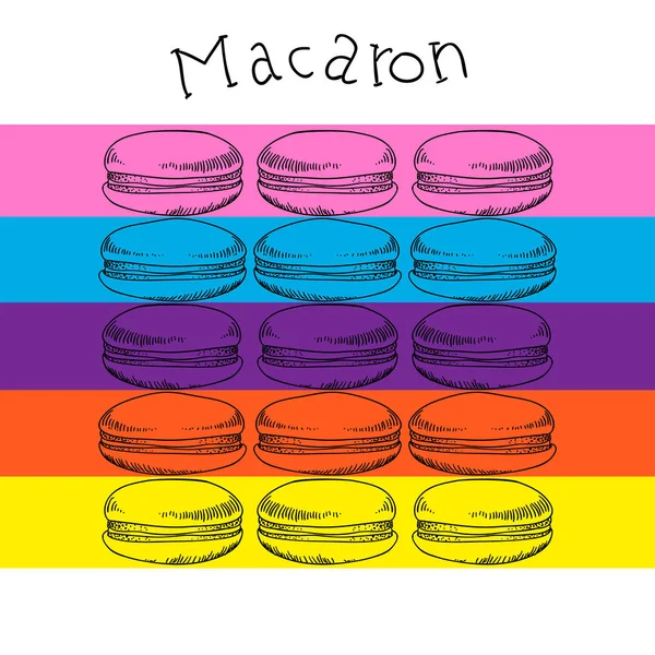 Macaroni cake hand drawn. vector illustration. color set — Stock Vector