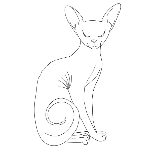 Katt svart och vitt skiss tecknad doodle. vektor Stockvektor