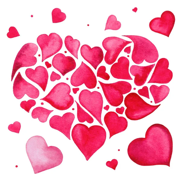 Set of isolated red hearts on white background. — 스톡 사진