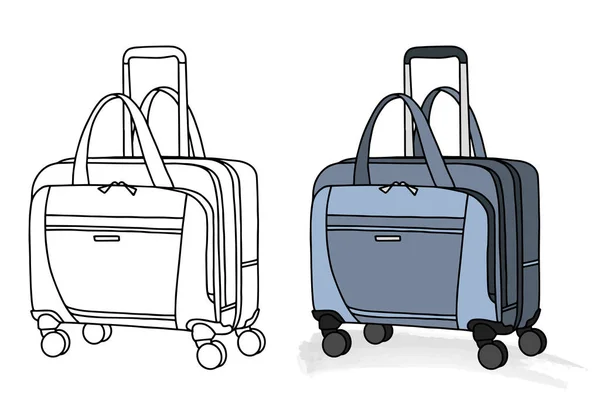 Colección de varias bolsas de viaje con ruedas sobre fondo blanco, ilustración vectorial aislada simple — Archivo Imágenes Vectoriales