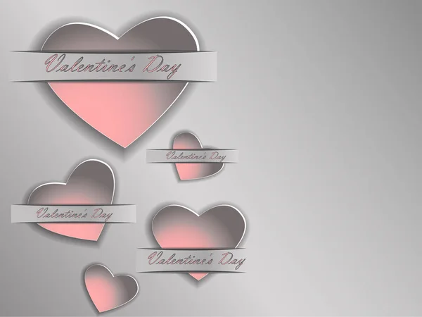 3D kağıt kalp gri bir arka plan üzerinde. Kartpostal Sevgililer günü.