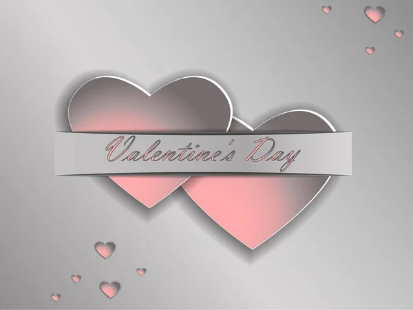 3D бумажное сердце на сером фоне. День Святого Валентина . — стоковый вектор