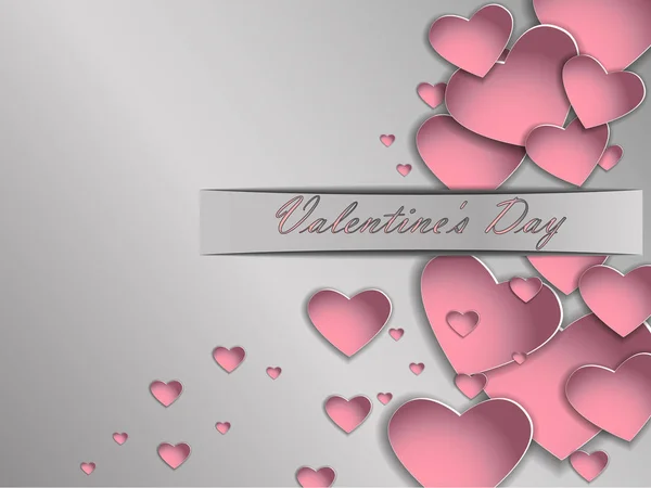 3D kağıt kalp gri bir arka plan üzerinde. Kartpostal Sevgililer günü. — Stok Vektör