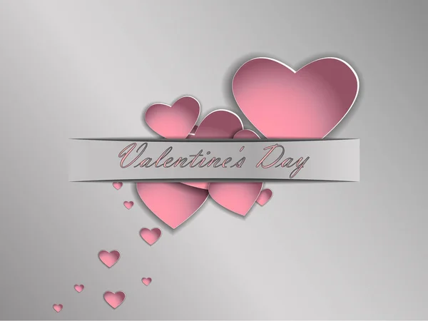 3D kağıt kalp gri bir arka plan üzerinde. Kartpostal Sevgililer günü.