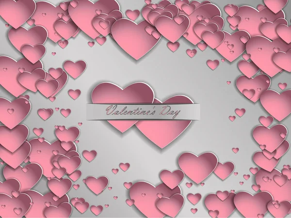 3D бумажное сердце на сером фоне. День Святого Валентина . — стоковый вектор