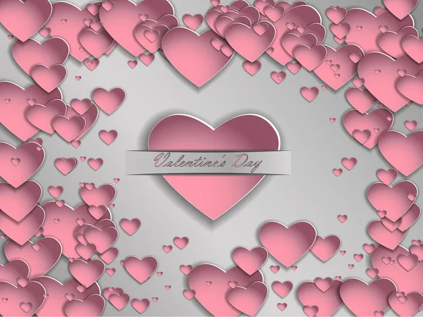 3D paper heart on a gray background. Postcard Valentine\'s Day.