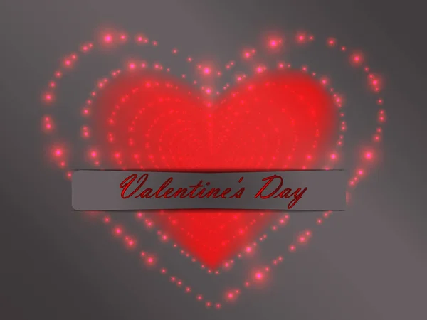 Aftelkalender voor Valentijnsdag. Gloeiende hart. — Stockvector