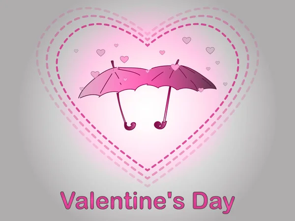 Aftelkalender voor Valentijnsdag. Een regen van hart. — Stockvector