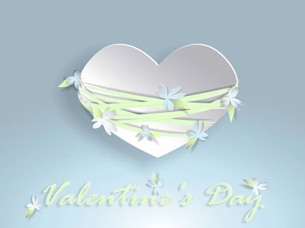 Día de San Valentín. Corazón de papel con flores . — Archivo Imágenes Vectoriales