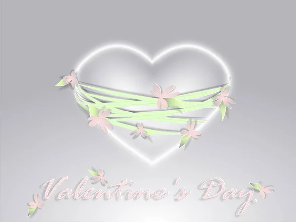 День Святого Валентина. Бумажное сердце с цветами . — стоковый вектор
