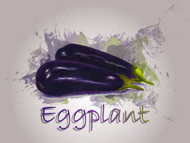 Patlıcan suluboya vektör yiyecek çizim.