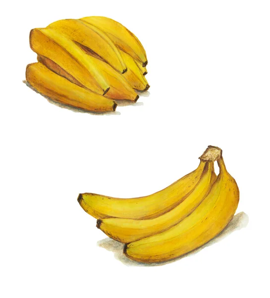 Ilustracja jedzenie akwarela Banana. — Zdjęcie stockowe