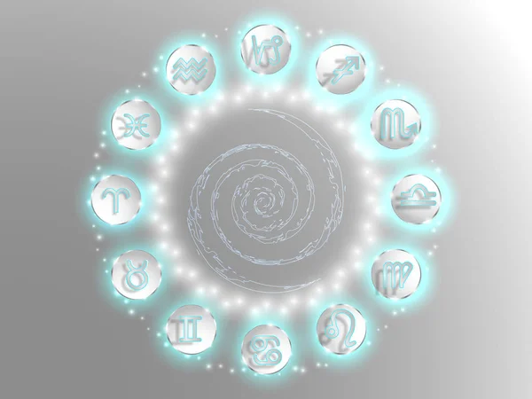Círculo del zodíaco sobre fondo blanco . — Vector de stock