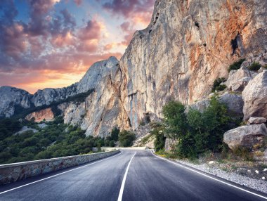 Asphalt road. Colorful landscape with beautiful mountain road 