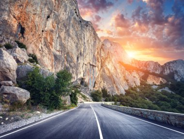 Asphalt road. Colorful landscape with beautiful mountain road 