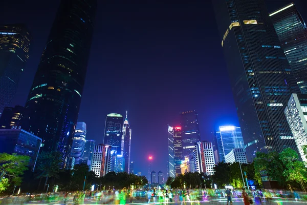 Guangzhou skyscrapers at dusk, China — Stock Photo, Image