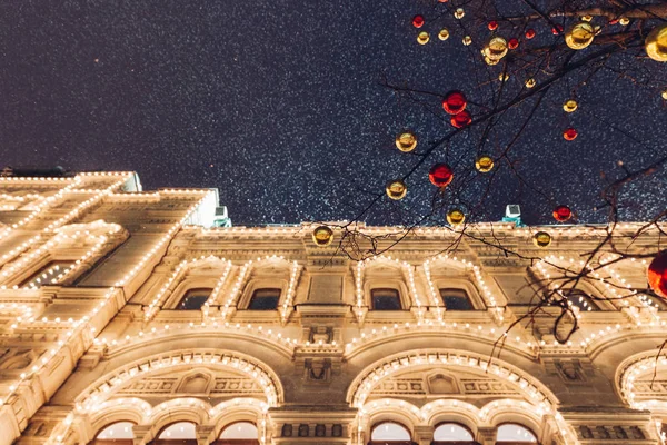 Décorations de Noël sur la Place Rouge, Moscou, Russie — Photo