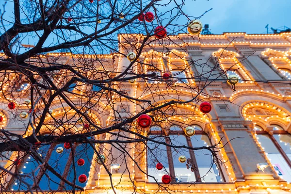 Vánoční ozdoby na Rudé náměstí, Moskva, Rusko — Stock fotografie