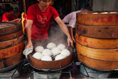 Buğulanmış buns gıda durak mahallesinde, Kuala Lumpur, Malezya