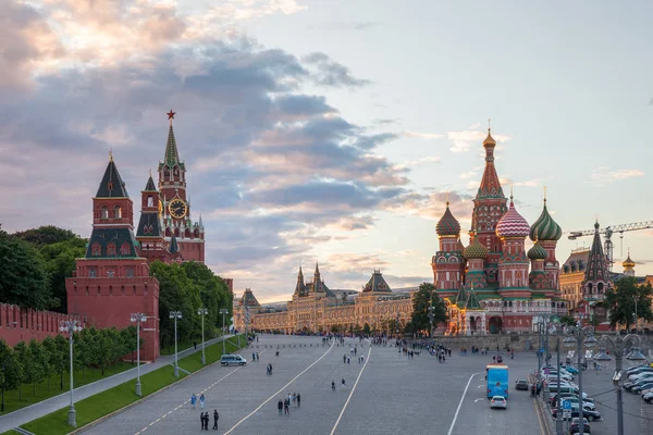 Praça Vermelha ao pôr do sol, Rússia — Fotografia de Stock