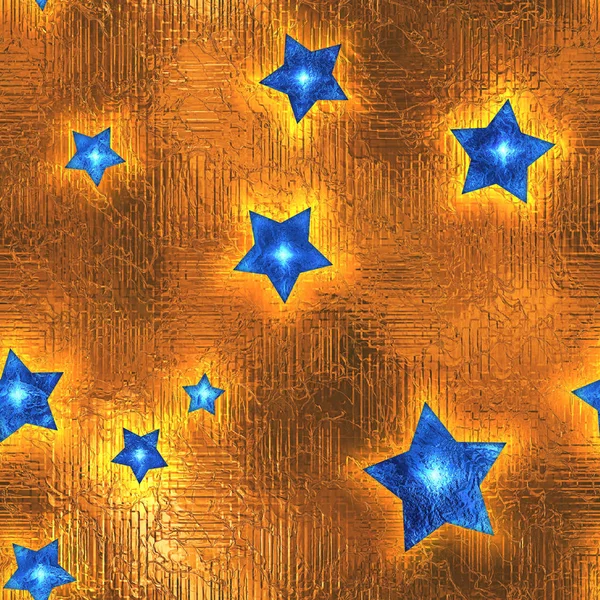 Бесшовные и Tileable Blue Stars Orange Foil Искрящийся праздник фон . — стоковое фото