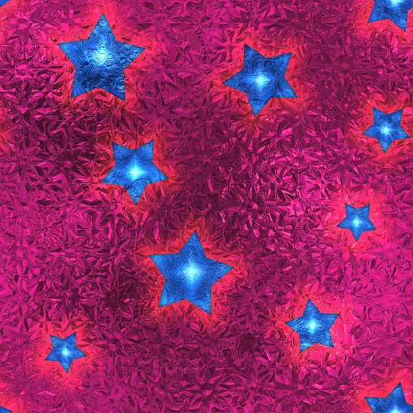 Seamless y Tileable Blue Stars Pink Foil brillante fondo de vacaciones . —  Fotos de Stock