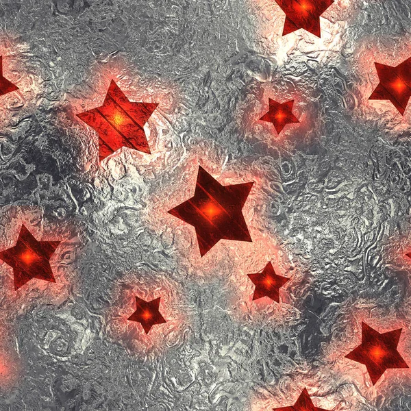 Sömlös och beläggningsbar röda stjärnor silverfolie mousserande Holiday bakgrund. — Stockfoto