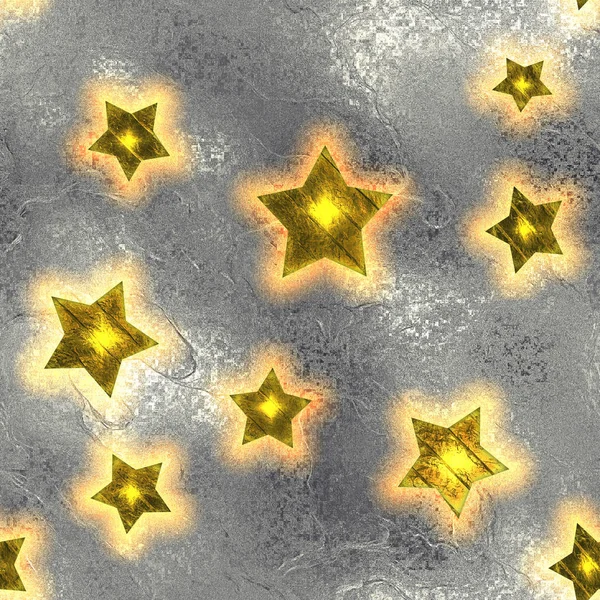 Seamless and Tileable Gold Stars Silver Foil Sparkling Holiday Background.