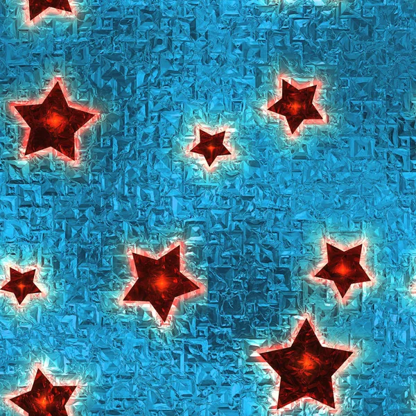Estrellas rojas sin costuras y inclinables Fondo de vacaciones espumoso de lámina azul claro . —  Fotos de Stock