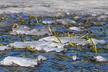 Kış mevsiminde nehirde buz