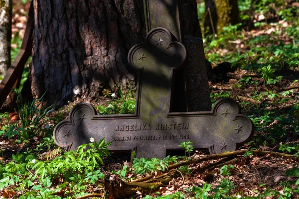 Vecchia Croce Arrugginita Nella Foresta — Foto Stock