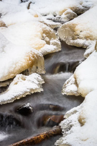 Chute Eau Avec Glace Hiver — Photo