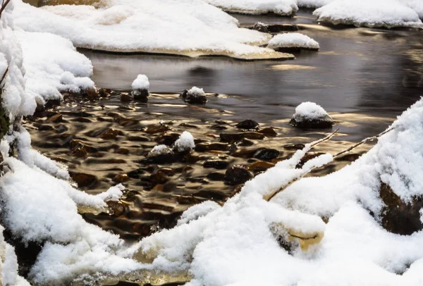 Rivière Hiver Avec Neige Glace — Photo