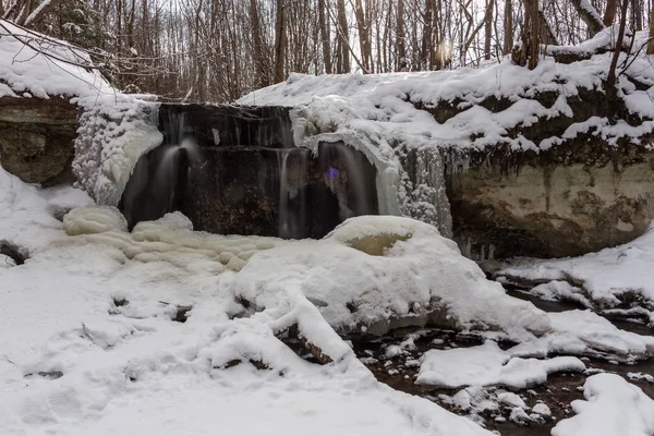 Waterfall with ice at winter season