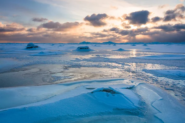 Costa Del Mare Nevosa Tramonto — Foto Stock