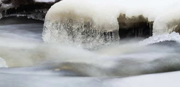 Vinter Floden Med Snö Och — Stockfoto