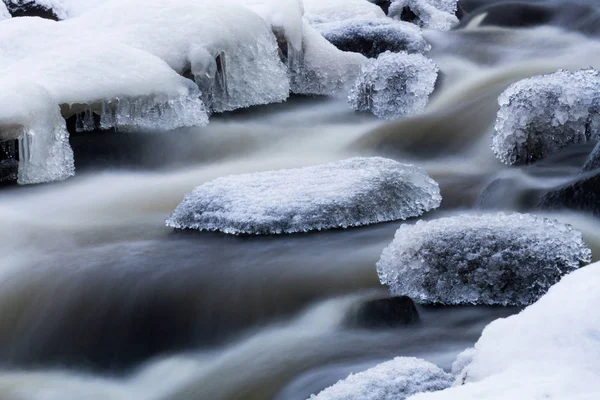 Rivière Hiver Avec Neige Glace — Photo