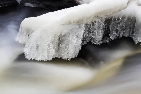 Vinter Floden Med Snö Och — Stockfoto