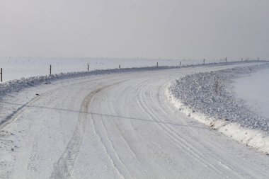 Snowy road at winter season