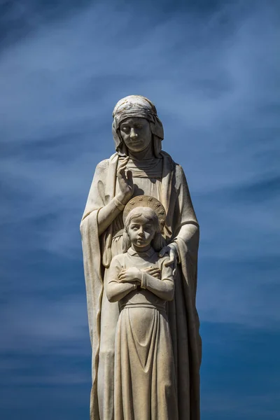 Estatua Cristiana Fondo Del Cielo Malta — Foto de Stock