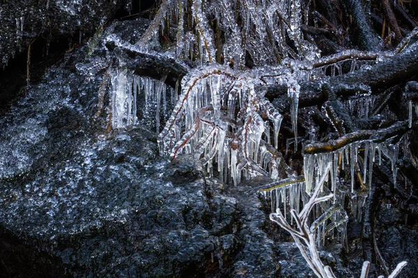 Hermosa Cascada Temporada Invierno — Foto de Stock