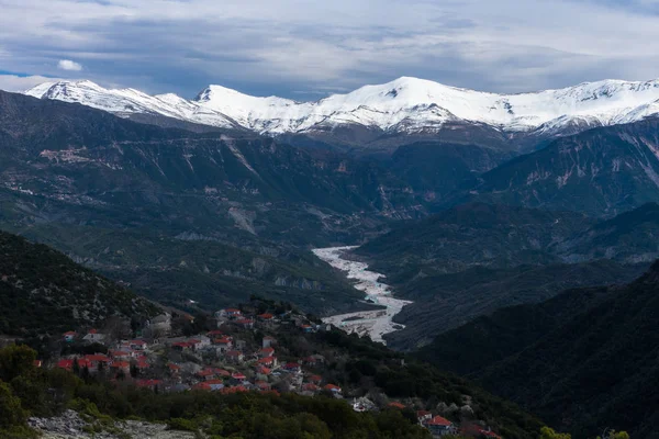 Yunanistan Epirus Tzoumerka Karpenisi Zagorihori Kentlerindeki Dağ Manzaraları — Stok fotoğraf