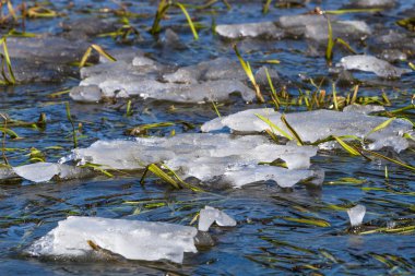 Kış mevsiminde nehirde buz