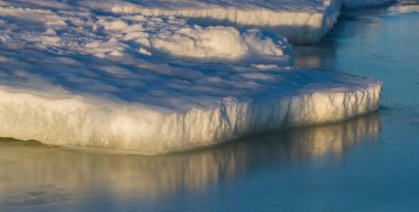 Kış mevsiminde buzla kaplı deniz kıyısı