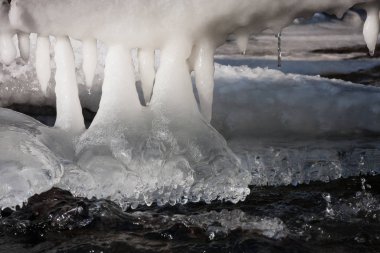 Kış doğasında donmuş su.  
