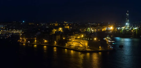 Vista Aérea Cidade Noturna Malta — Fotografia de Stock