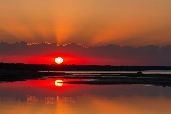 Coucher Soleil Dans Mer — Photo