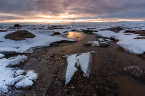 Côte Hiver Coucher Soleil — Photo