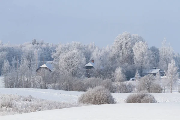 หนาวท หนาวเหน บและห มะตกในชนบท — ภาพถ่ายสต็อก